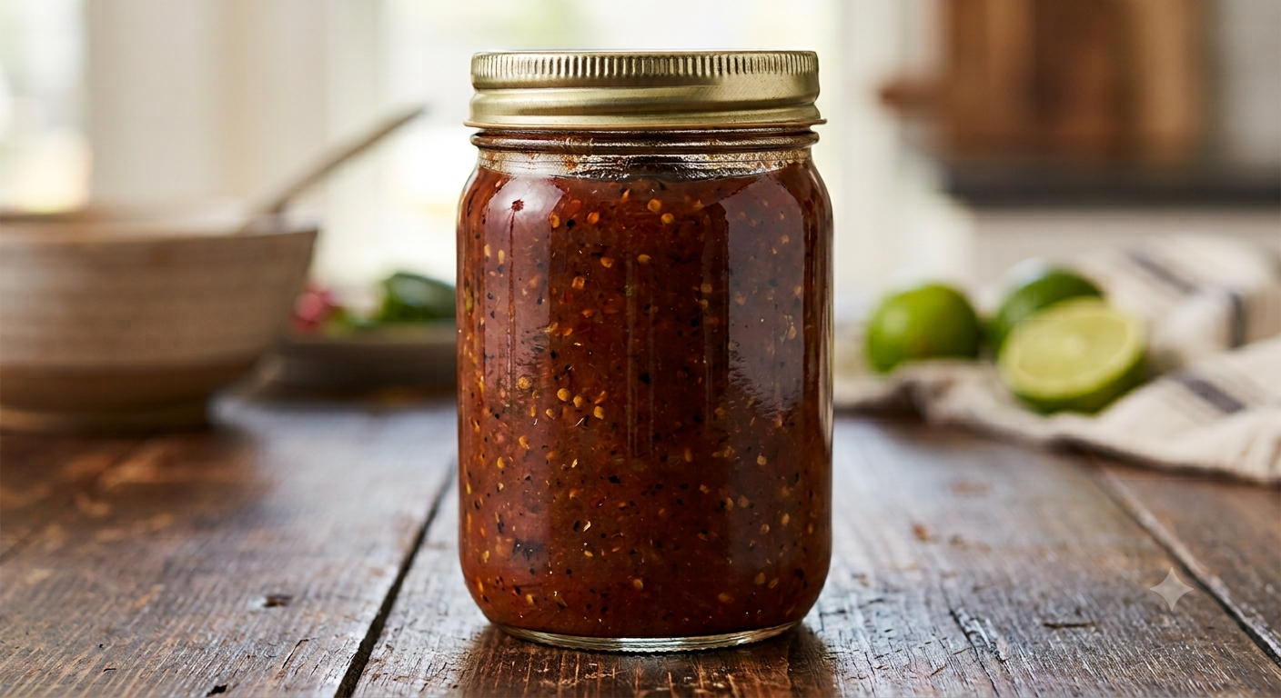 Burn Me Twice four-chile fire salsa jar